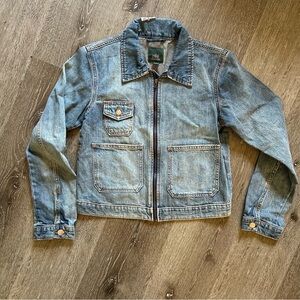NWT XS Wild Fable Medium Light Wash Lightweight Cotton Zip Up Denim Jean Jacket